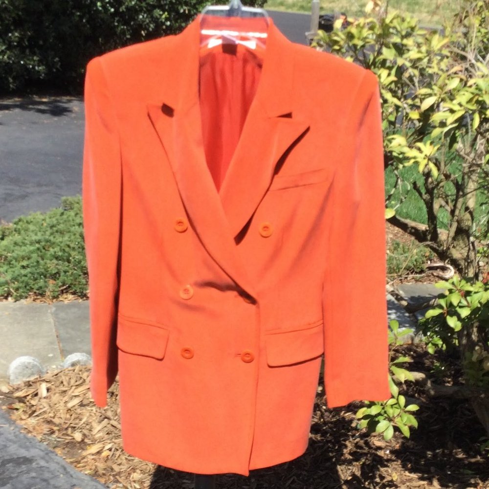 Rena Rowan 100% Silk Double Breast  Orange Jacket